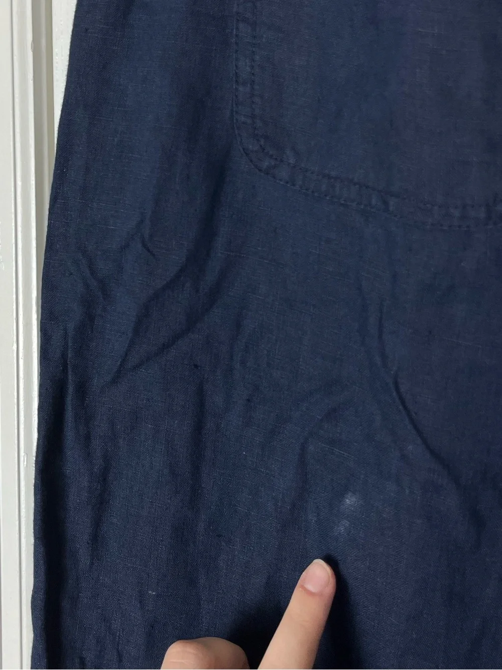 Quince European Linen Pants Wide Leg Ankle/Crop Pants Sz L Navy Minimalist
